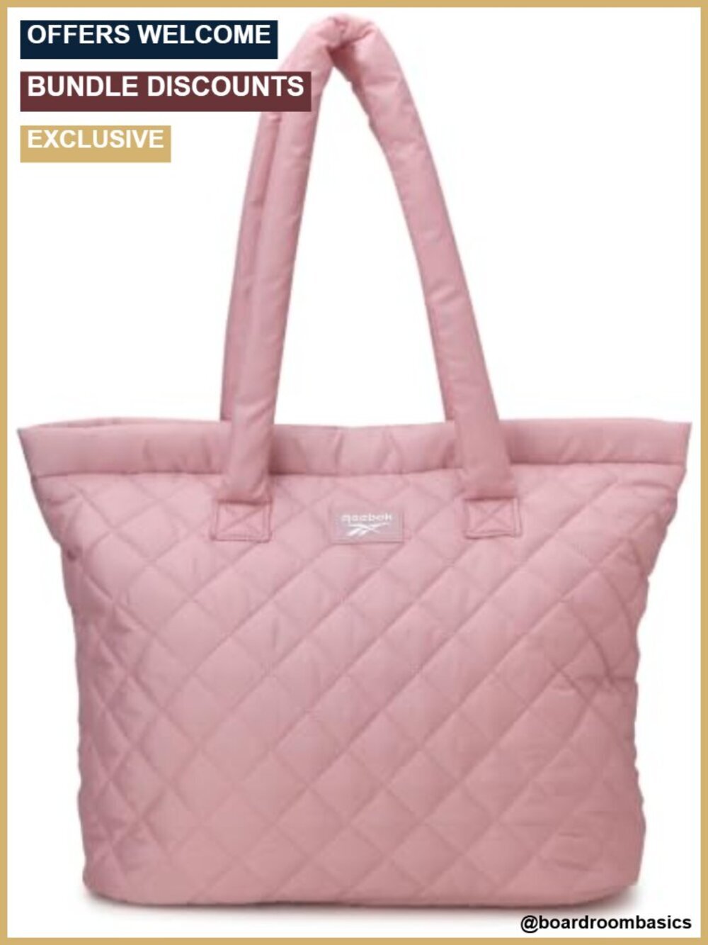 Lightweight Quilted Puffer Tote Bag with Zipper - Work Travel